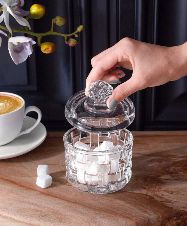 قندان حصیری شیشه ای درب دار