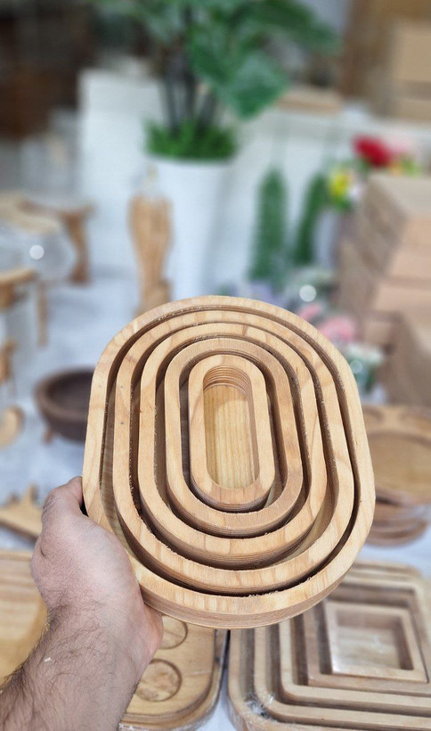 اردو خوری ۵ تیکه بیضی چوبی قابل شستشو