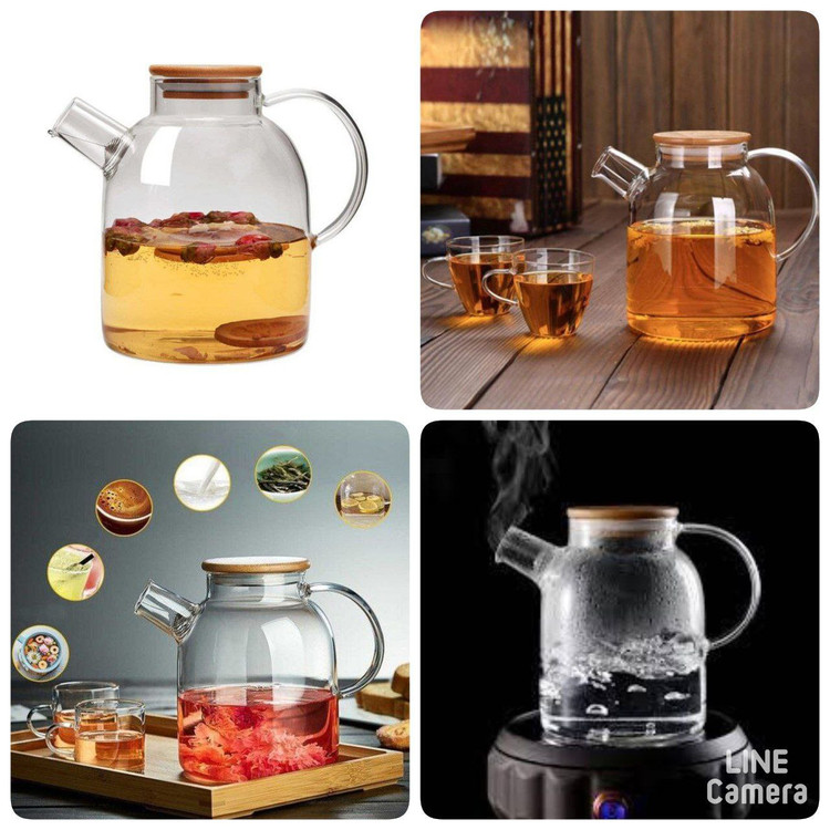 قوری پیرکس درب بامبو