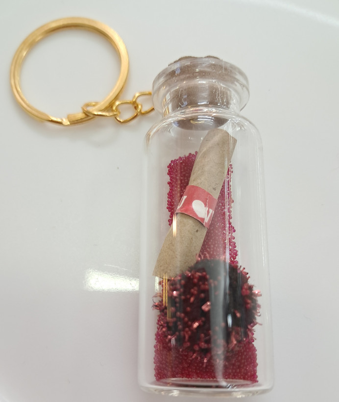 سرکلیدی بطری عشق با درب چوب پنبه