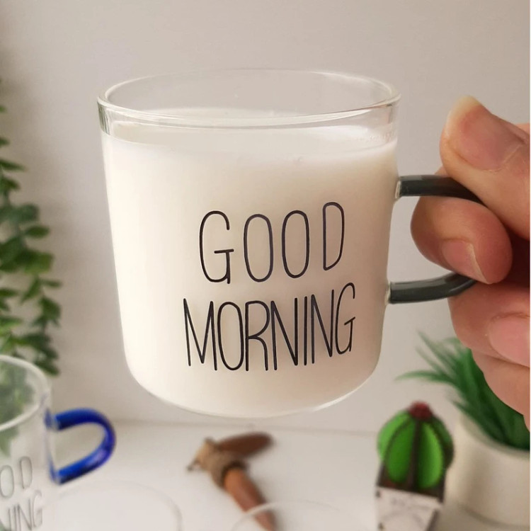 فنجان گود مورنینگ دسته رنگی ۶ عددی