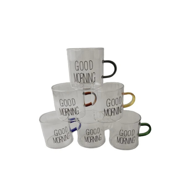 فنجان گود مورنینگ دسته رنگی ۶ عددی