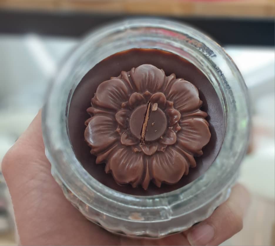 شمع معطر بانکه ای دستساز ادکلنی قهوه ای