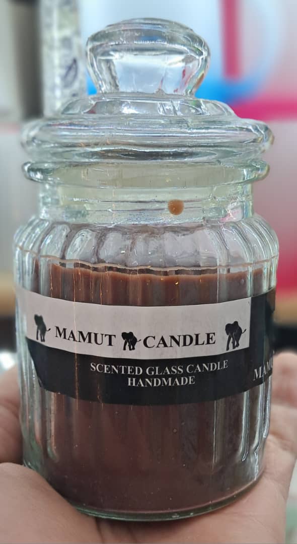 شمع معطر بانکه ای دستساز ادکلنی قهوه ای