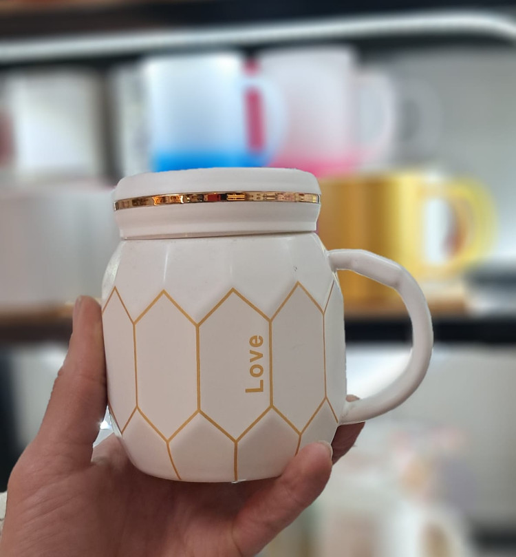 ماگ ست طرح کندو درب آئینه ای مدل Love و Home