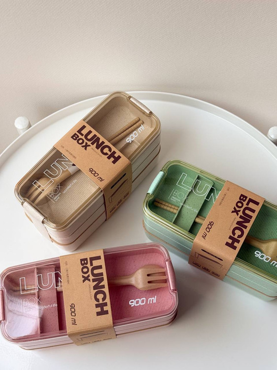 ظرف غذا بامبو سه طبقه ای مدل C68