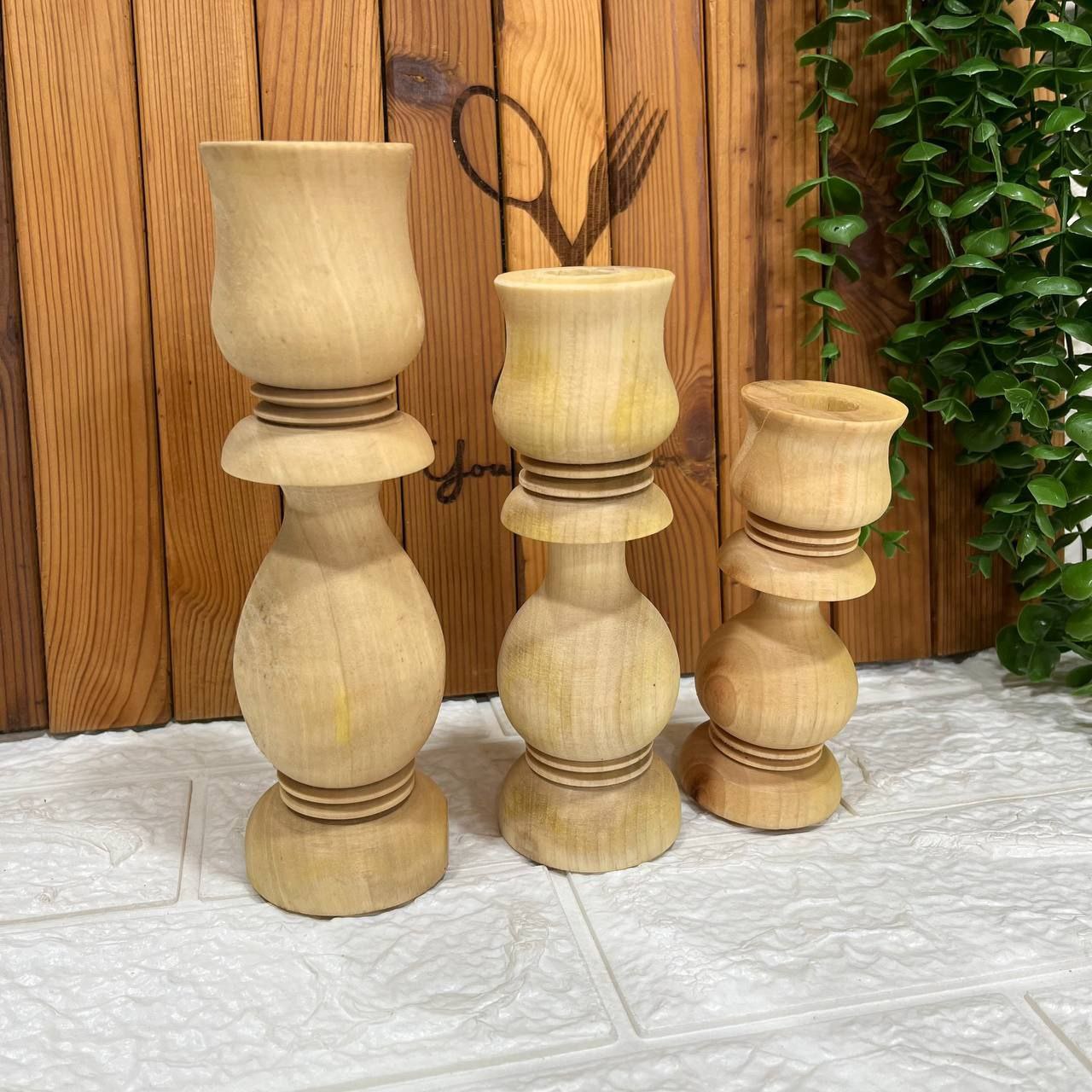 شمعدان سه سایز چوب گردو