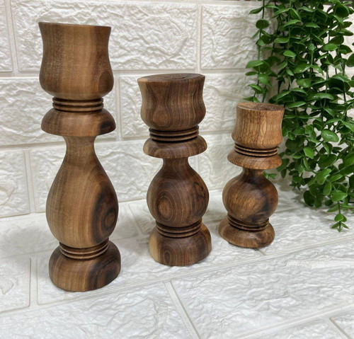 شمعدان سه سایز چوب گردو