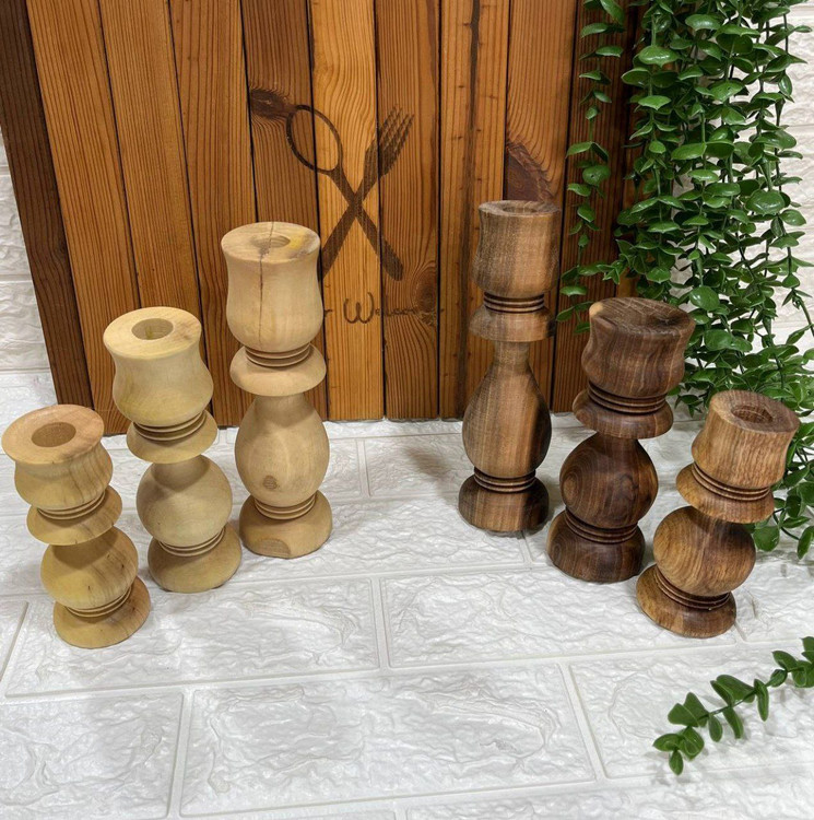 شمعدان سه سایز چوب گردو