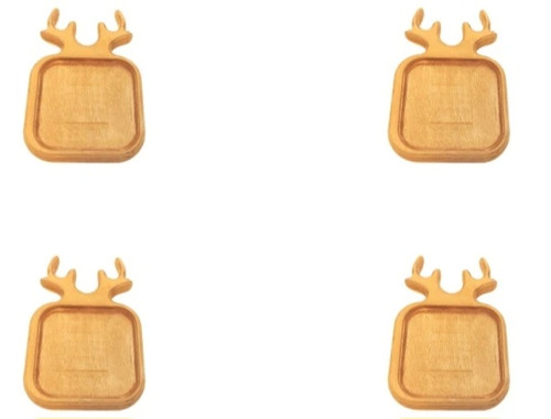 زیر لیوانی مدل مربع گوزنی چوبی مجموعه ۴ عددی