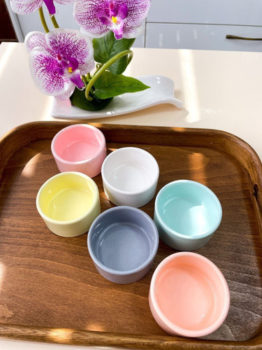 پیاله گرد سرامیکی رنگی مجموعه ۶ عددی