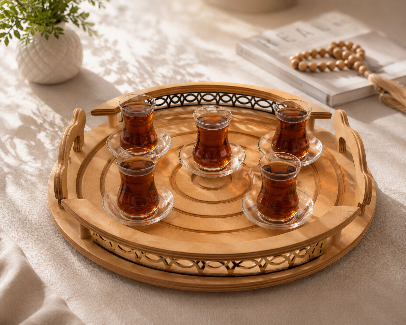 سینی چوبی گرد مدل مولتی قطر ۳۰ سانت