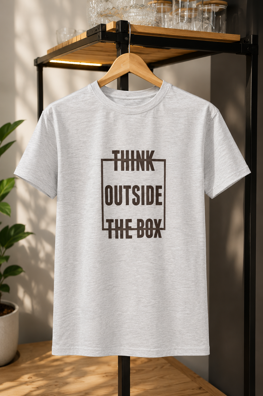 تیشرت مردانه طرح Think جنس ملانژ سایز XL
