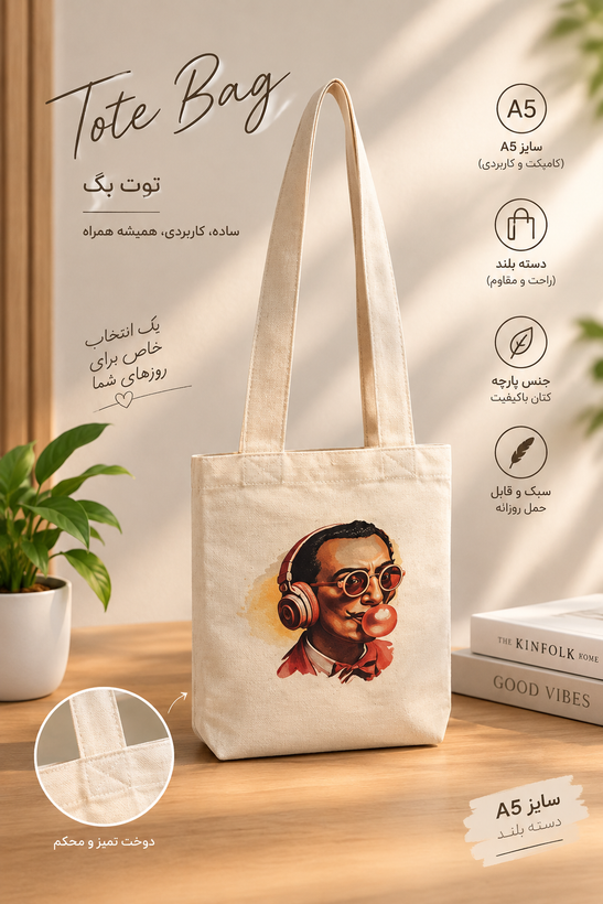 توت بگ دسته بلند طرح فانتزی (سایز A5)